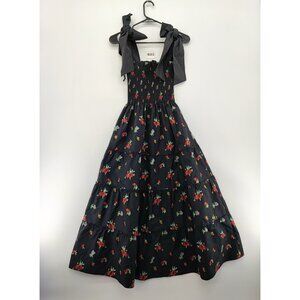 Hill House Women's Home The Ribbon Ellie Nap Dress Black Midi Size XS US